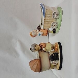 Vintage Flower Pots with Girls, Made in Japan, Set of 2